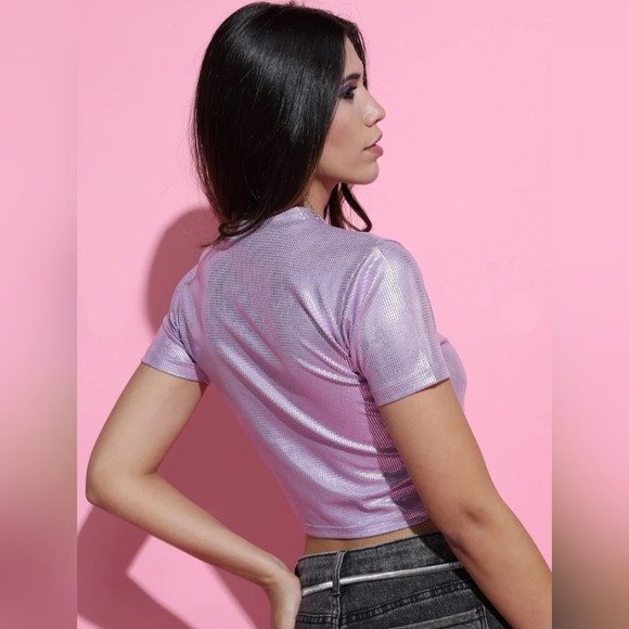 Lavender Knitted Crop Top - Picture 3 of 7